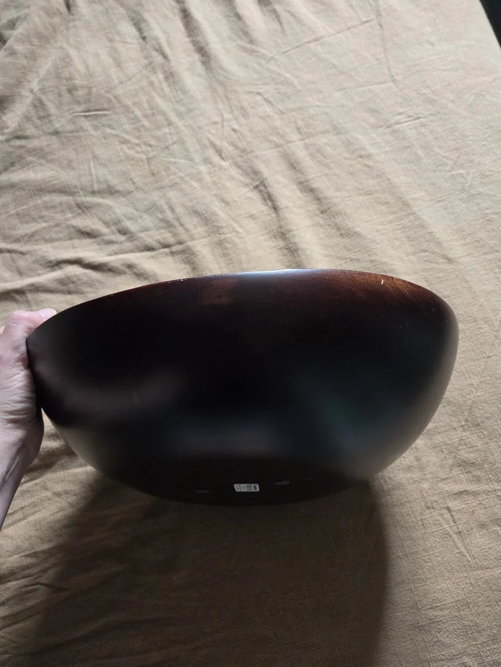 Crate & Barrel Modern Dark Wood Low Bowl / Catchall Tray